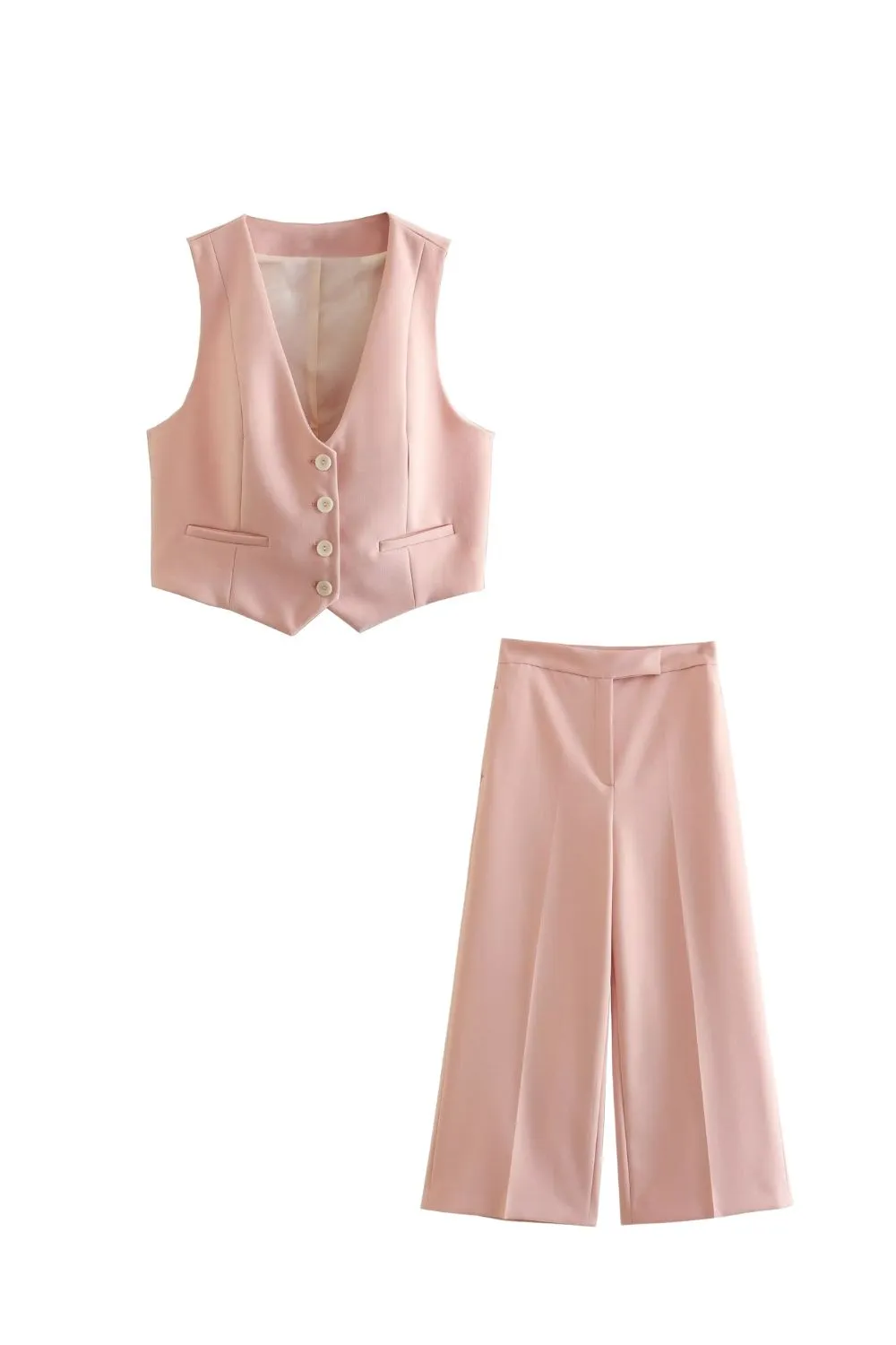 ' Gabriel ' V-Neck Crop Top & High-Waist Pants  (Sold Separately)