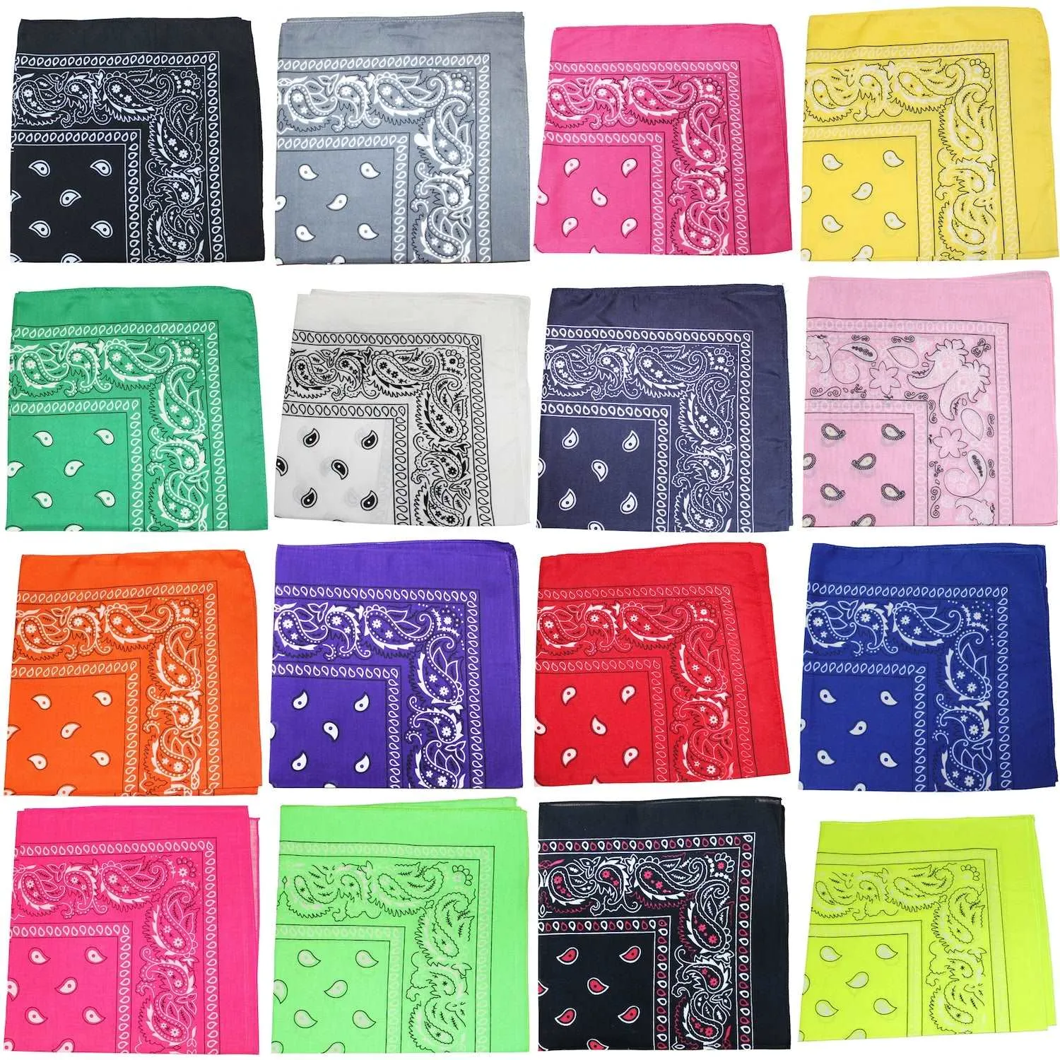 18 Pack 22 Inch Regular Size Polyester Paisley Bandanas
