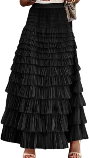 2024 New Elegant Solid Color High Waist A-line Skirt