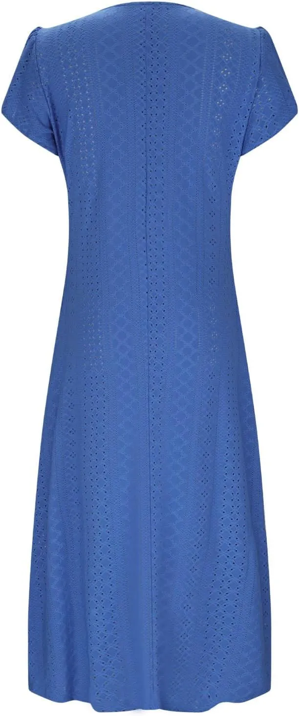 2025 Summer Dress for Womens Dressy Casual Sundress Hollow Out Eyelet Embroidery Maxi Dress Petal Sleeve Beach Dresses