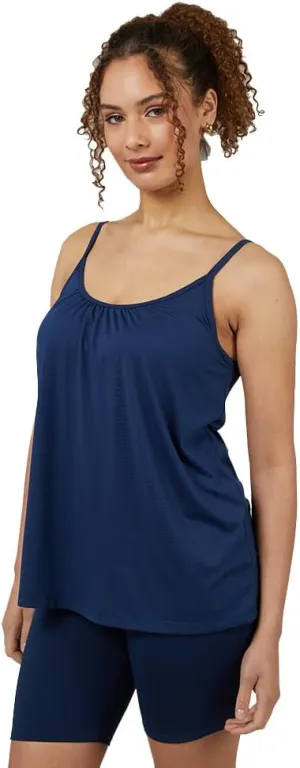 32 Degrees Women's Cool Flowy Bra Cami | with Built-in Cups | Relaxed Fit | Adjustable Spaghetti Strap