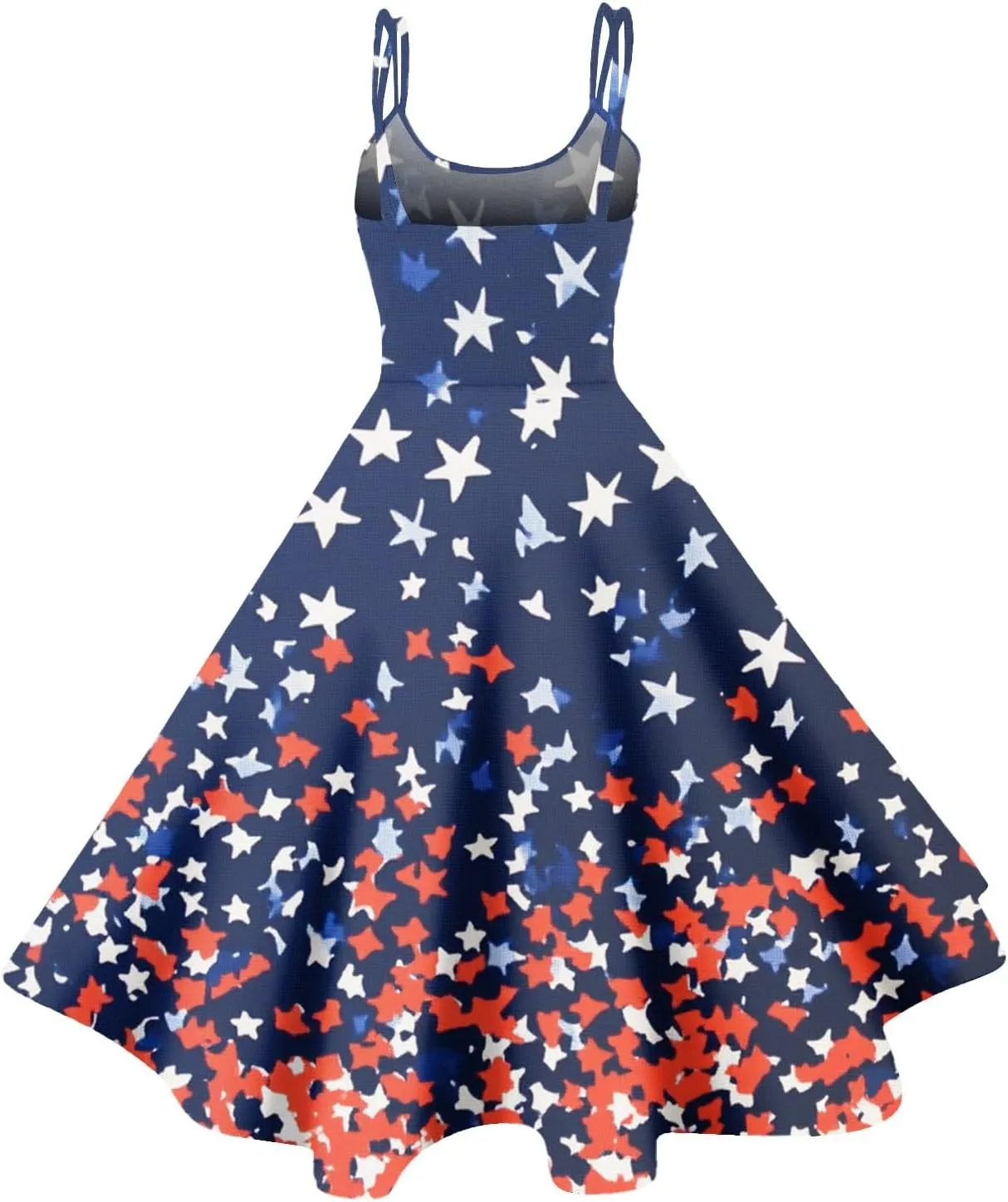 4th of July Womens Dresses Spaghetti Strap American Flag Print Midi Dress 2025 Trendy Summer Vintage Sundress Swing