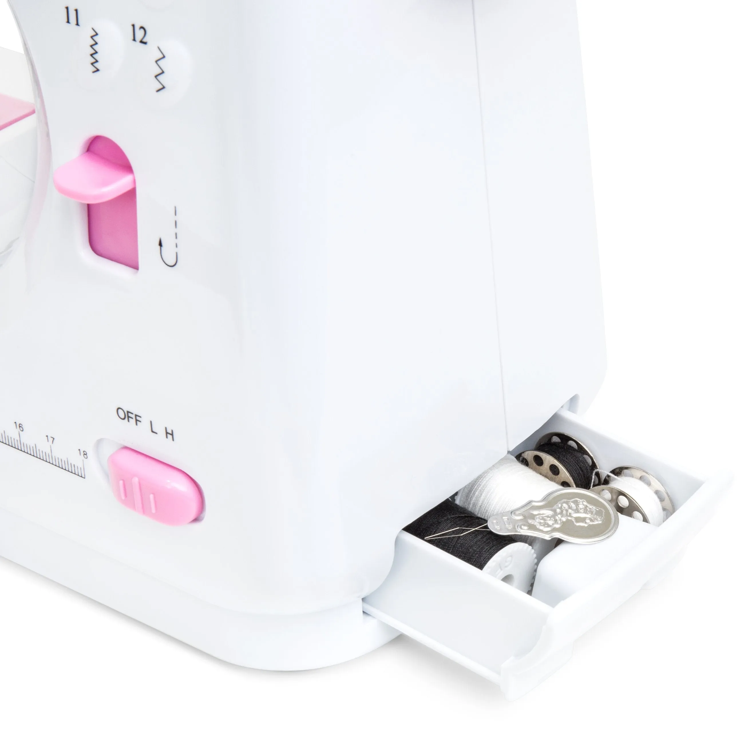 6V Compact Foot Pedal Sewing Machine w/ 12 Stitch Patterns