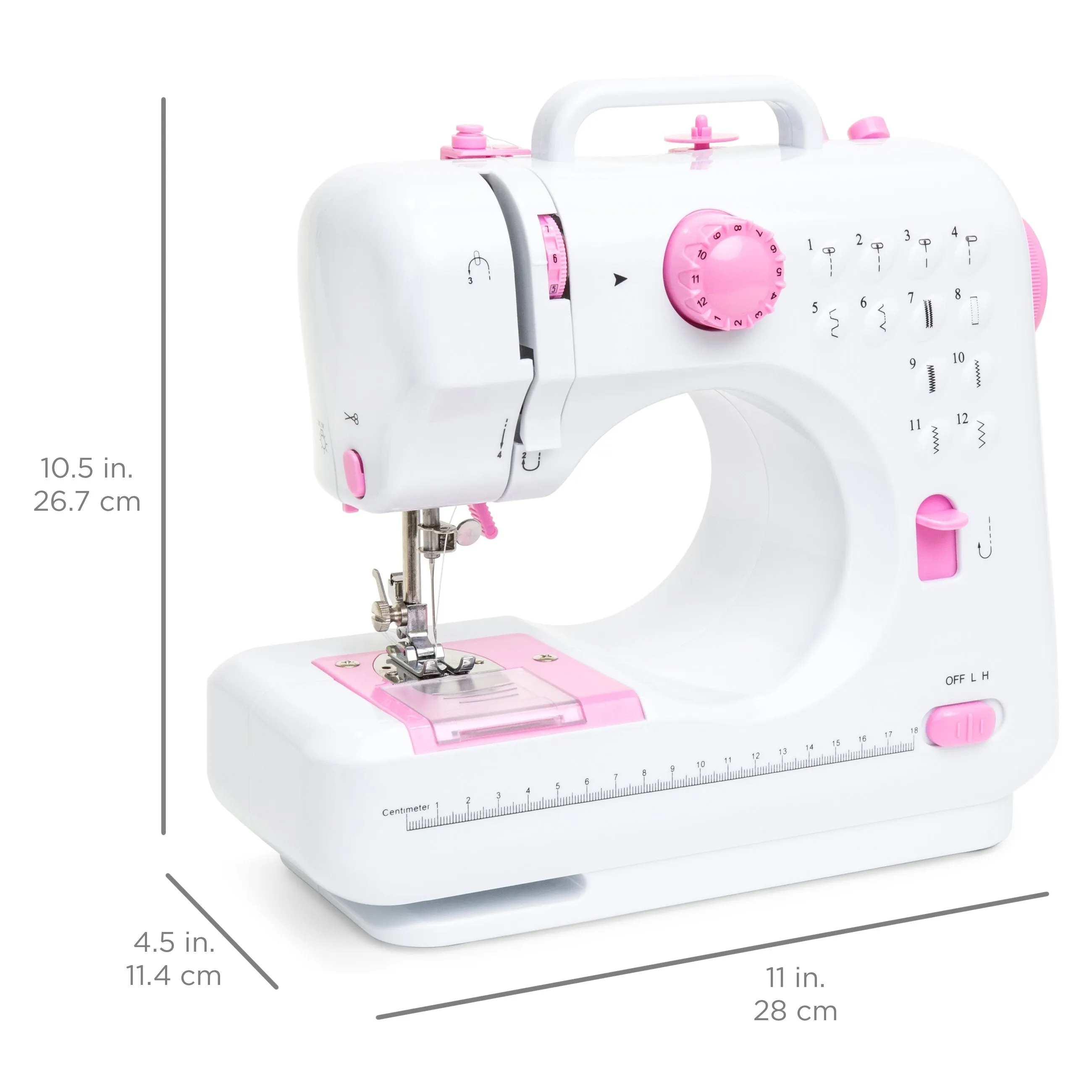 6V Compact Foot Pedal Sewing Machine w/ 12 Stitch Patterns