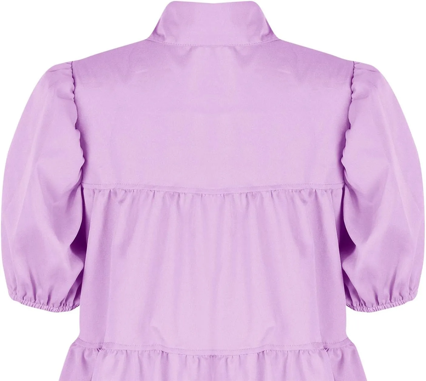 Akklian Womens Cute Babydoll Dresses Casual Loose Puff Sleeve Ruffle Button Down Pleated Shirt Dress Trendy Summer Mini Dress