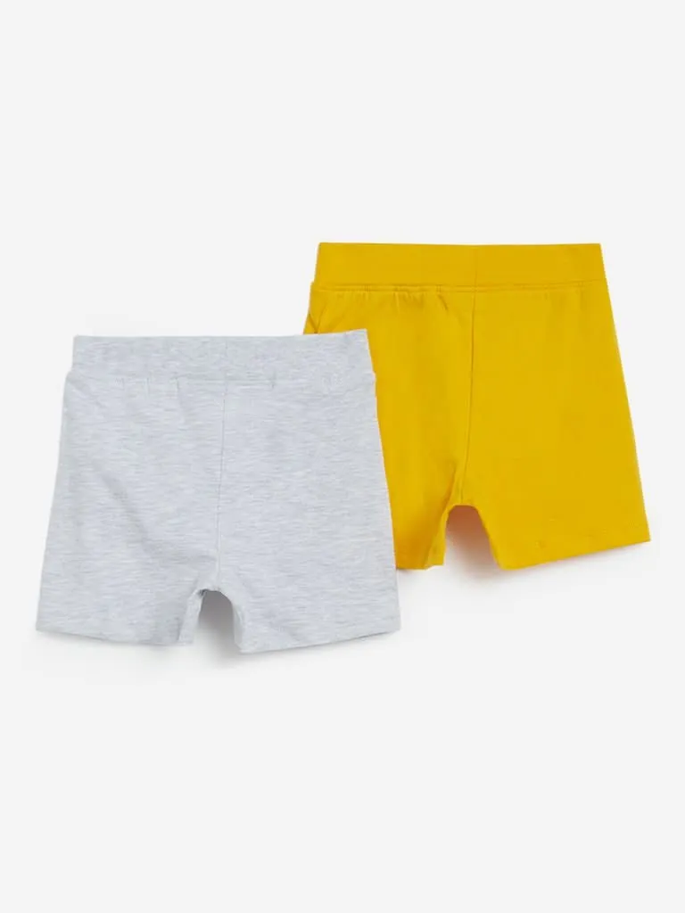 Baby HOP Mustard Printed Shorts Set of Two