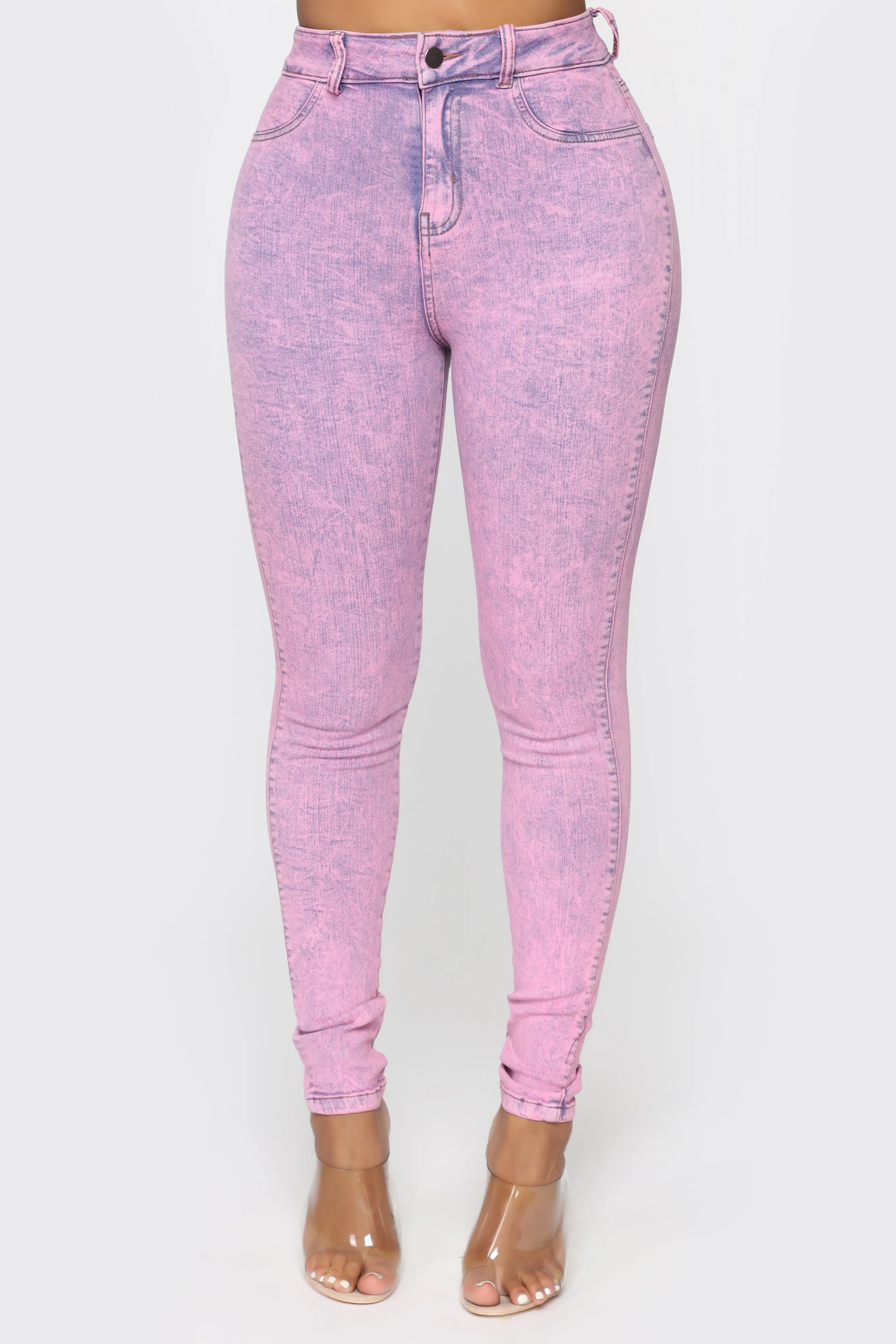 Bad Moves Acid Washed Jeans - Pink