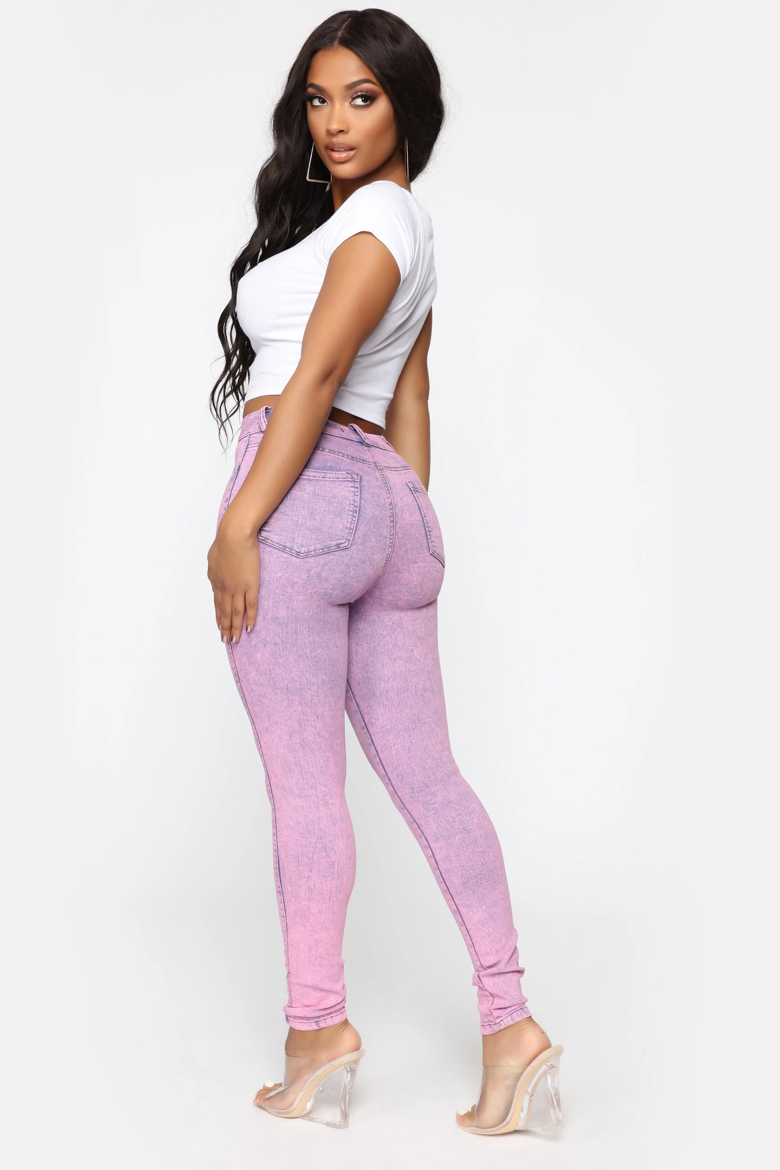 Bad Moves Acid Washed Jeans - Pink