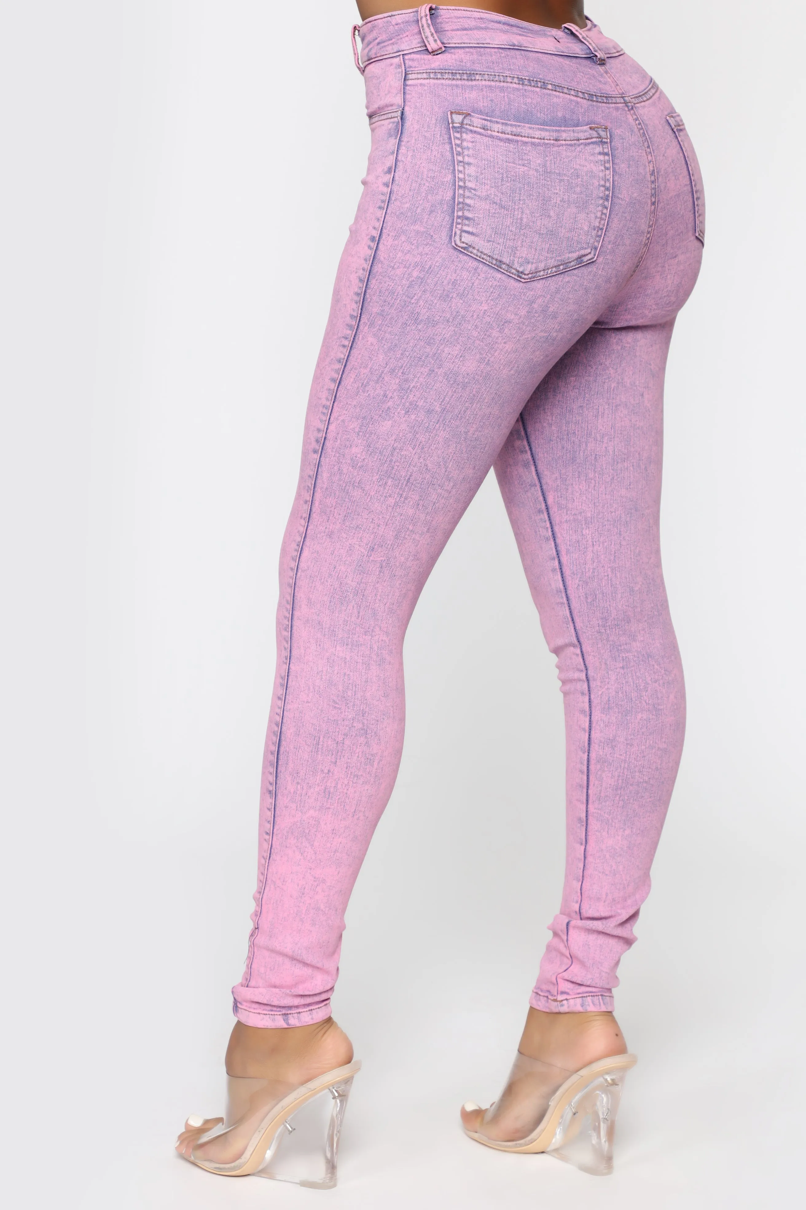 Bad Moves Acid Washed Jeans - Pink