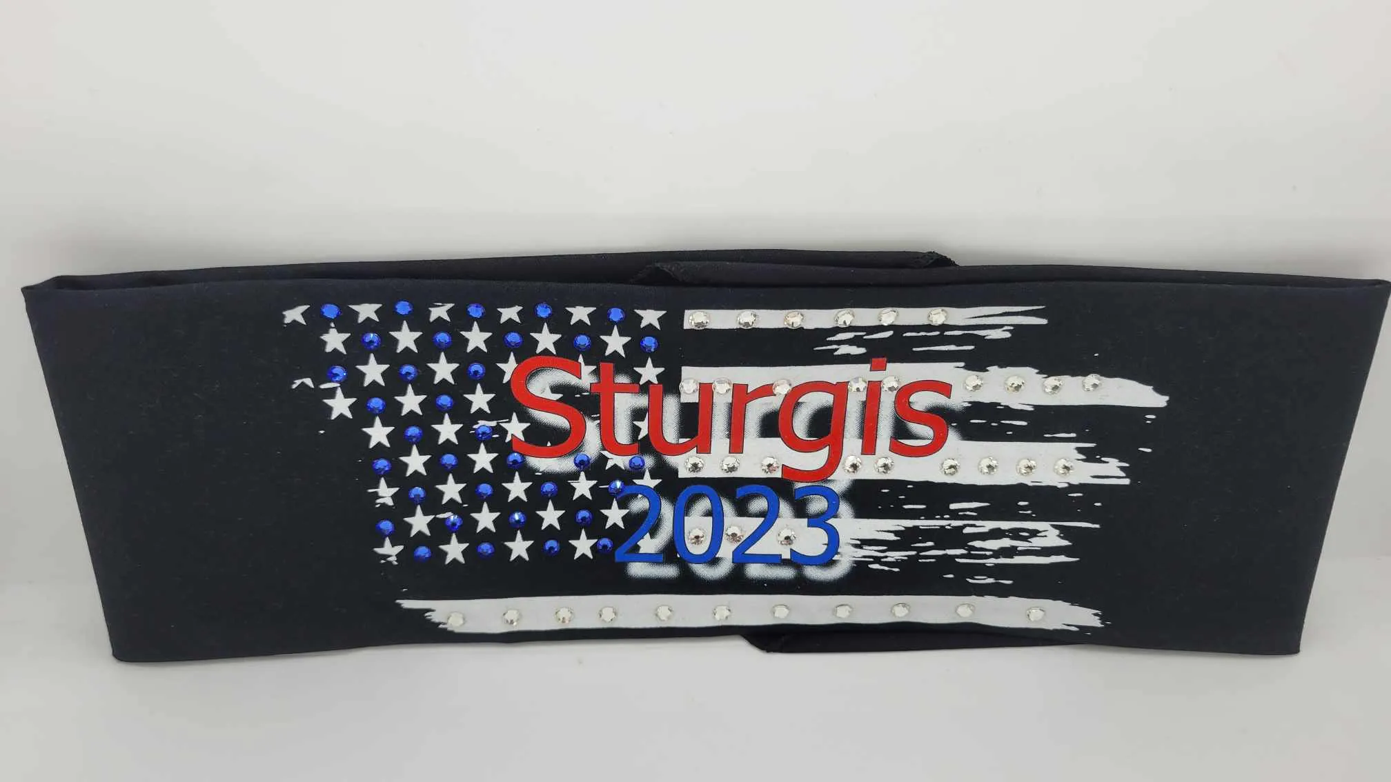 Bargain Sturgis 2023 with Blue and Diamond Clear Crystals (Sku8086)