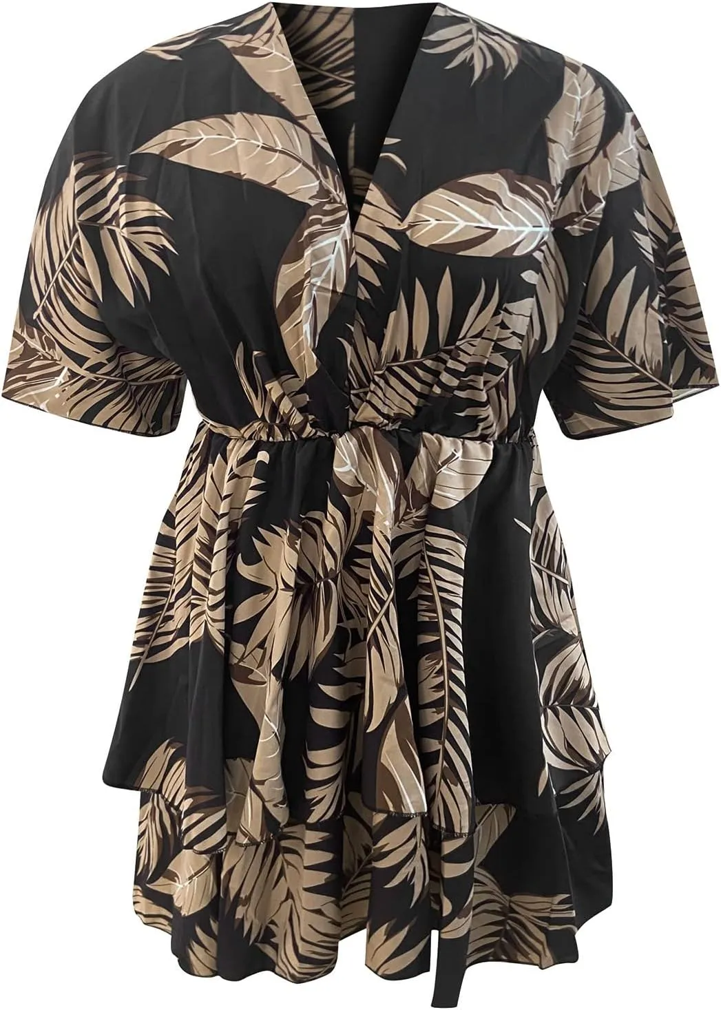 Beach Summer Dresses for Women 2025 Trendy Casual Sundress Ruffle Hawaiian Vacation Mini Dress V Neck Batwing Sleeve