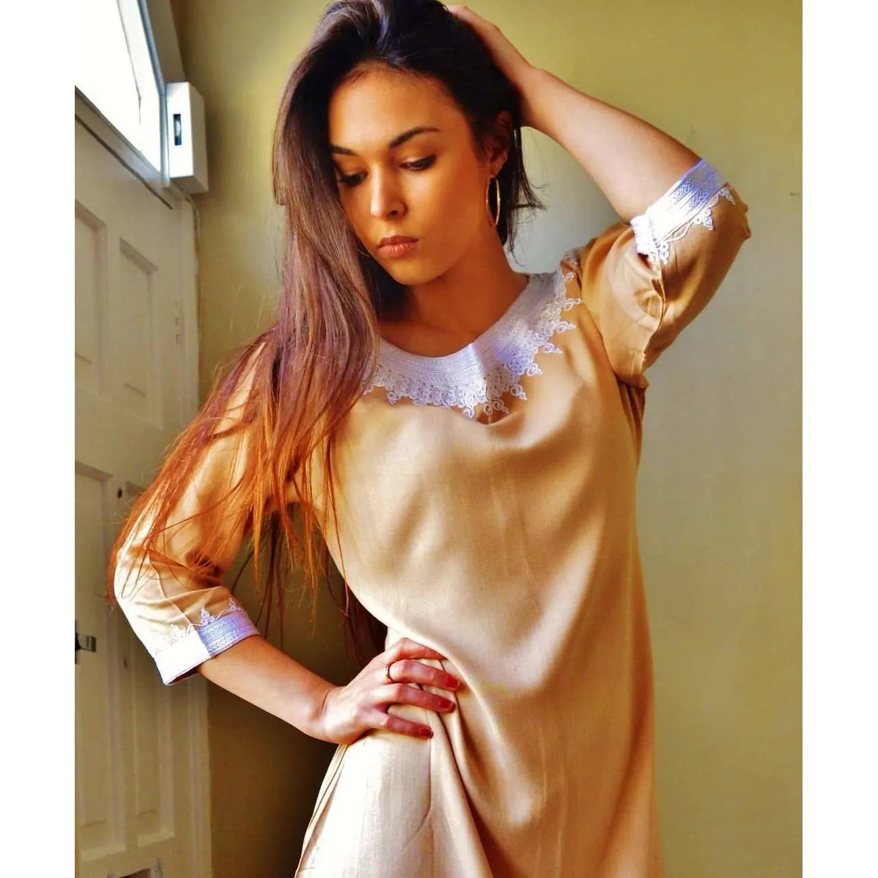 Beige Resort Reina Style Tunic Dress