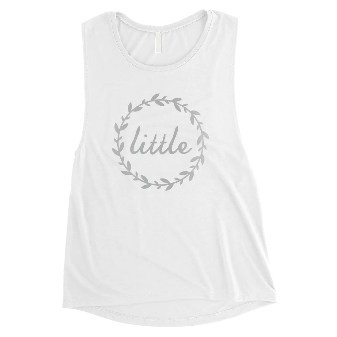 Big Little Leaf Wreath-SILVER Womens Muscle Tank Top Loyal Flowery