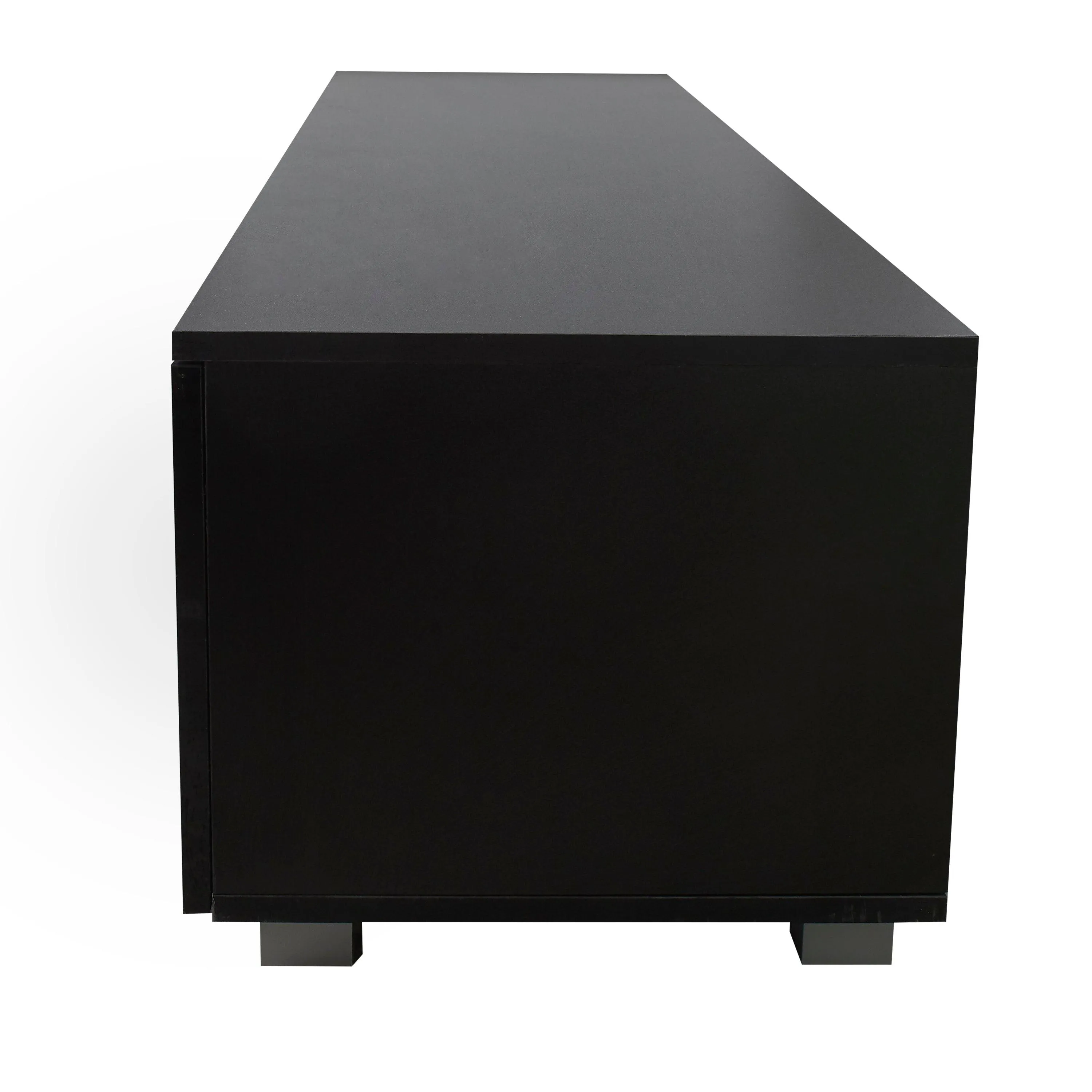 Black TV Stand for 70" TV, Media Console with 2 Cabinets & Open Shelves, Entertainment Center