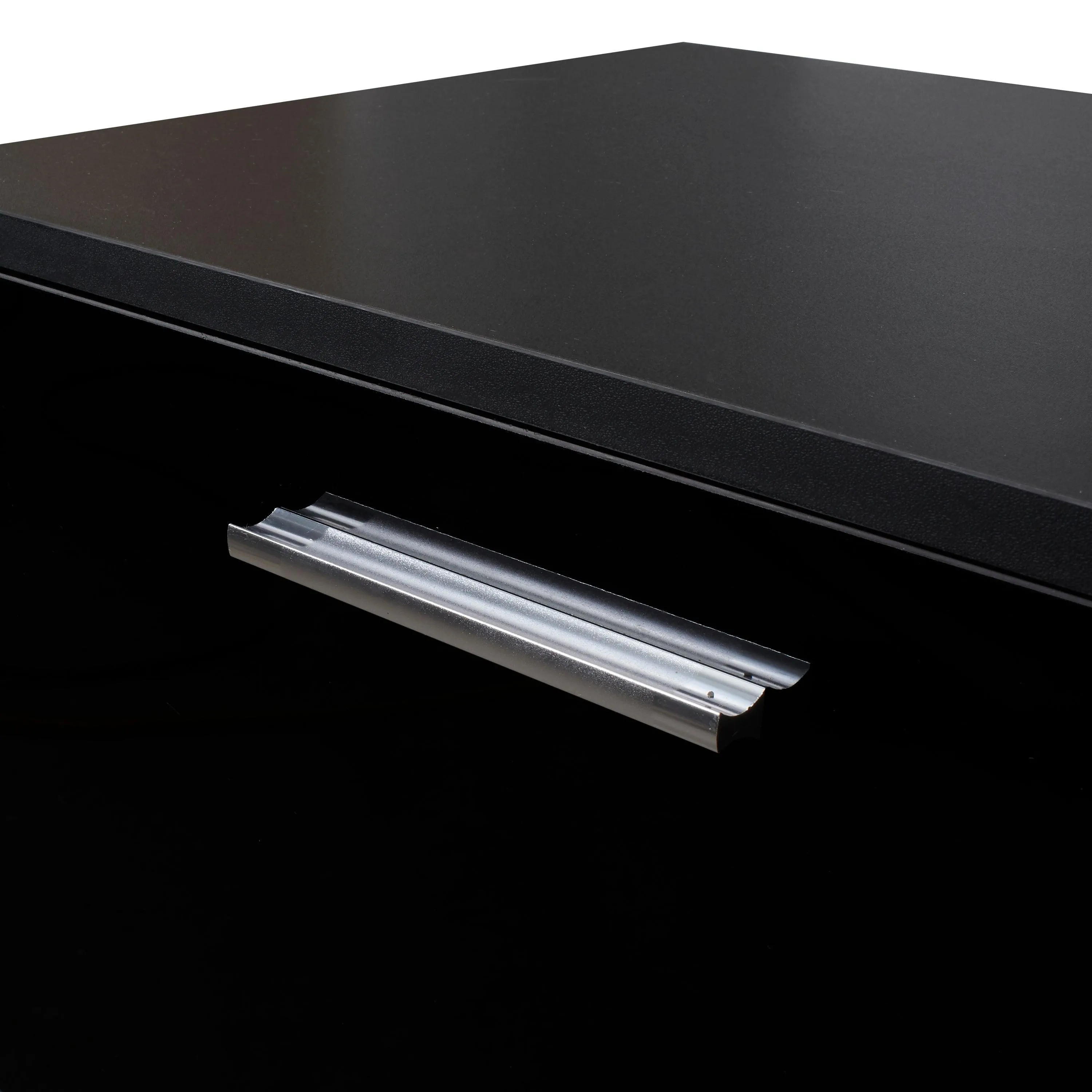 Black TV Stand for 70" TV, Media Console with 2 Cabinets & Open Shelves, Entertainment Center