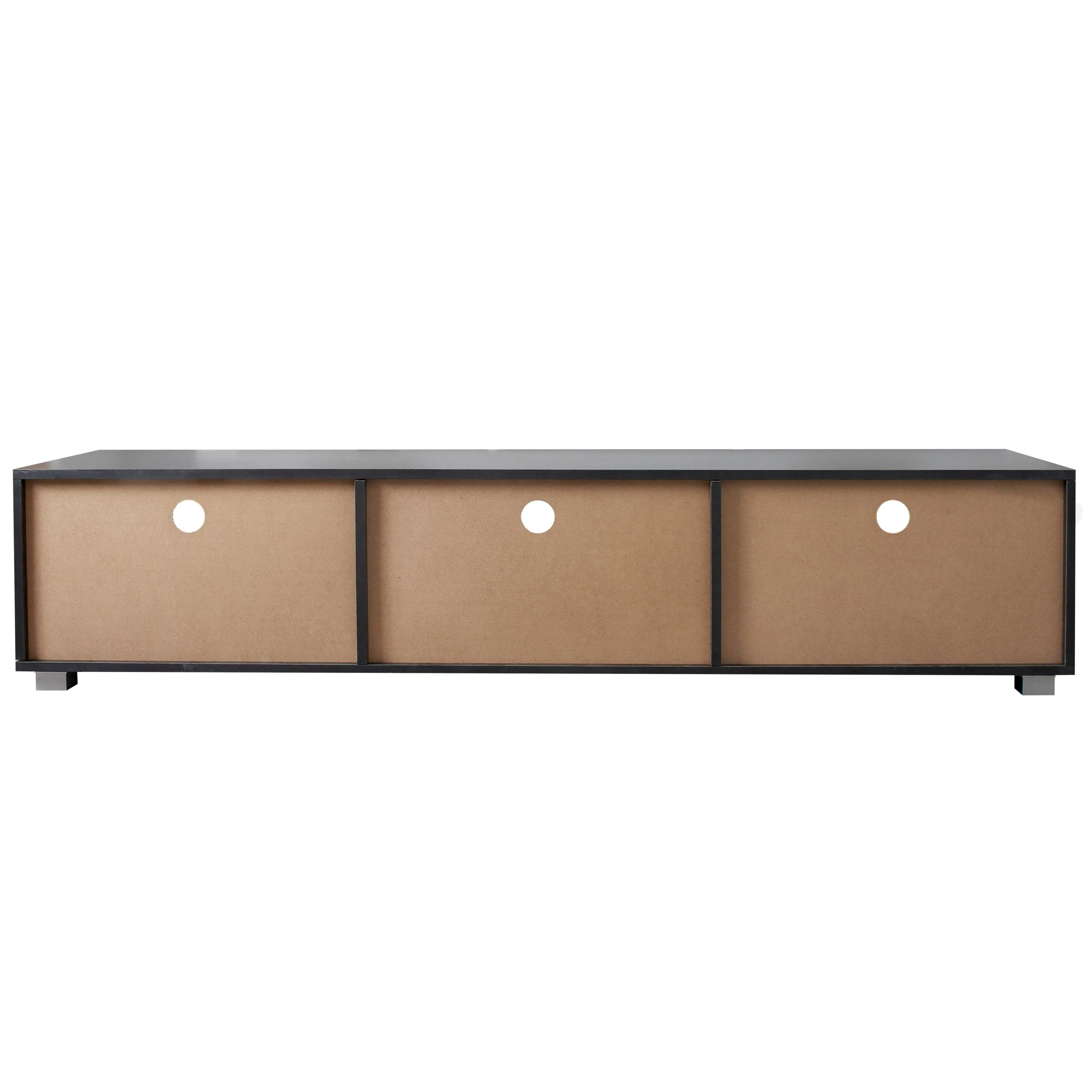 Black TV Stand for 70" TV, Media Console with 2 Cabinets & Open Shelves, Entertainment Center