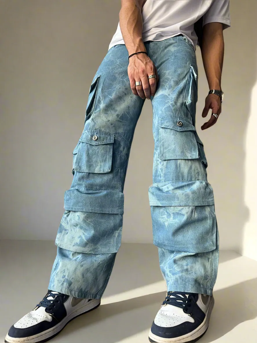 Bleach Flake Cargo Denim