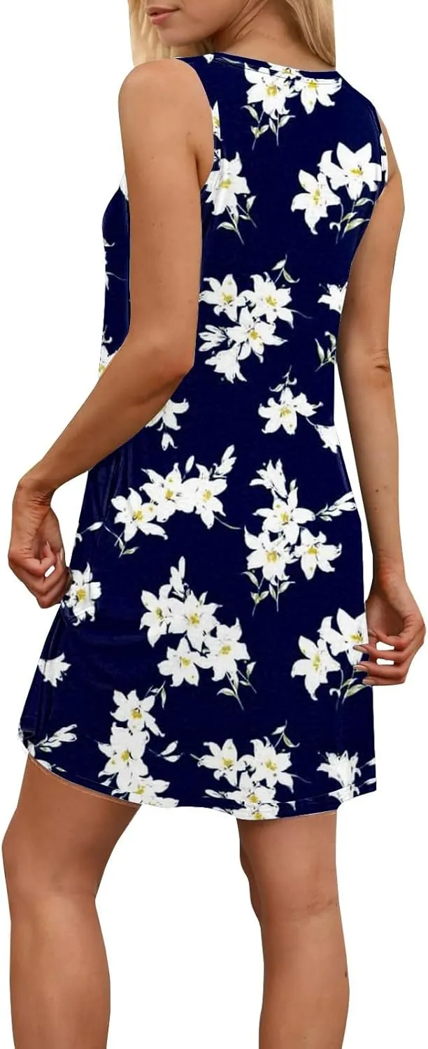 Boho Dresses for Women 2025 Summer Casual Baggy Sleeveless Midi Tank Dress Plus Size Comfy Beach Vacation Sundresses
