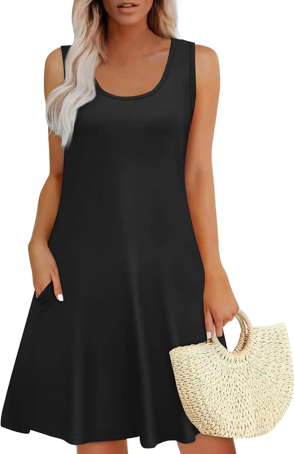 Boho Dresses for Women 2025 Summer Casual Baggy Sleeveless Midi Tank Dress Plus Size Comfy Beach Vacation Sundresses