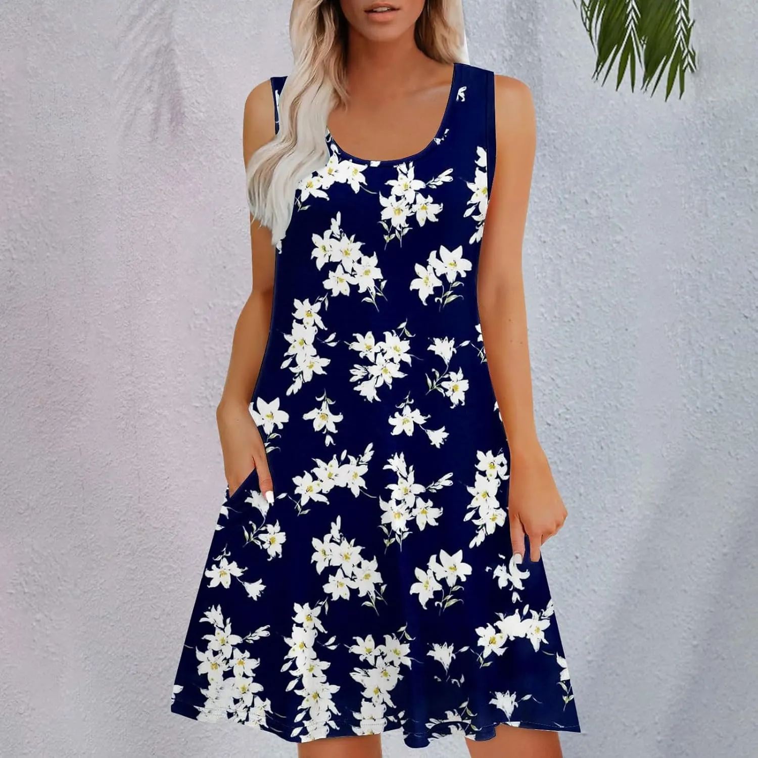 Boho Dresses for Women 2025 Summer Casual Baggy Sleeveless Midi Tank Dress Plus Size Comfy Beach Vacation Sundresses