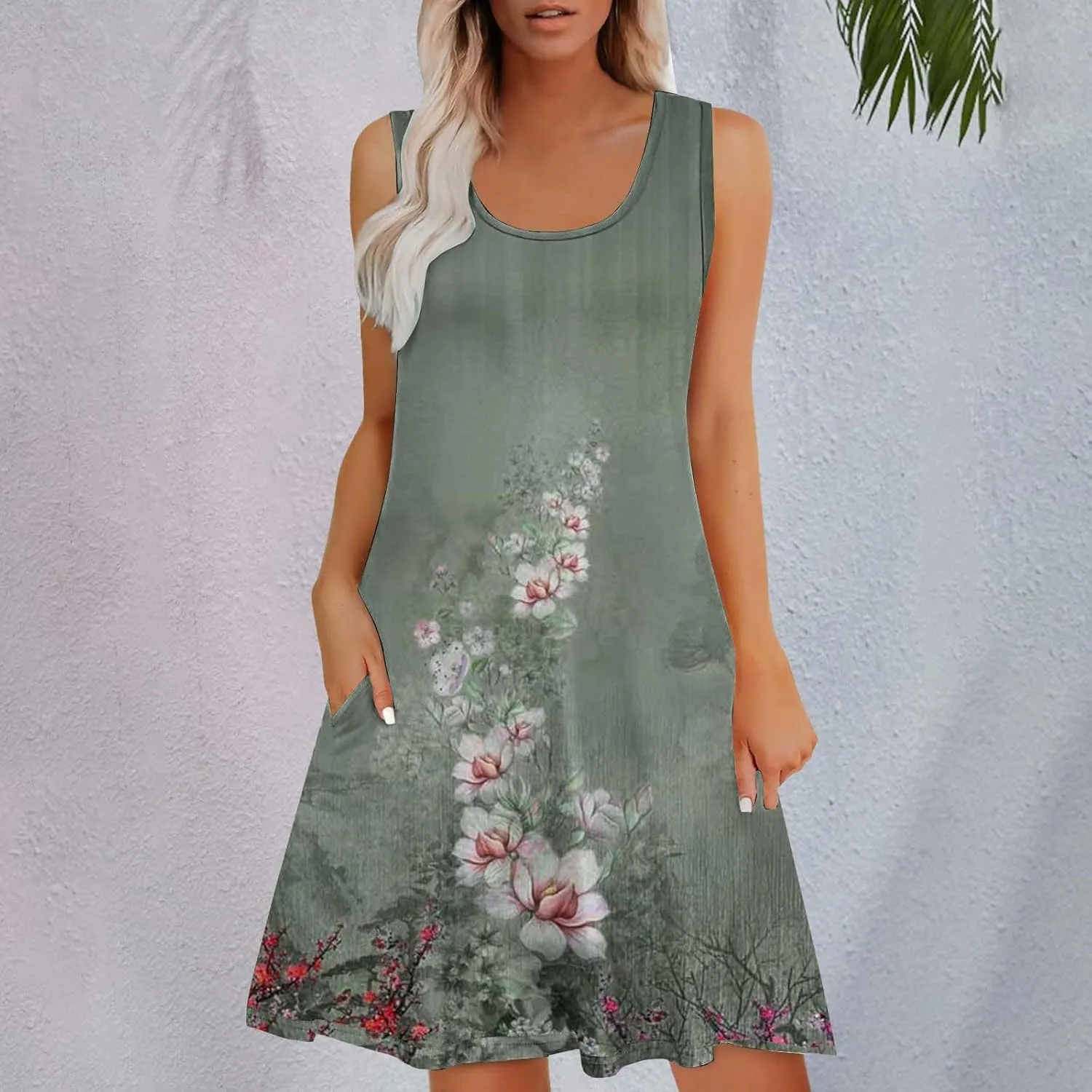 Boho Dresses for Women 2025 Summer Casual Baggy Sleeveless Midi Tank Dress Plus Size Comfy Beach Vacation Sundresses