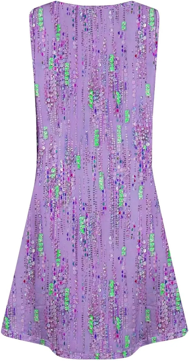Boho Dresses for Women 2025 Summer Casual Baggy Sleeveless Midi Tank Dress Plus Size Comfy Beach Vacation Sundresses