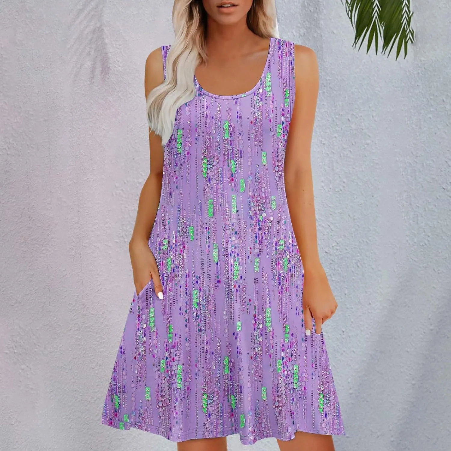 Boho Dresses for Women 2025 Summer Casual Baggy Sleeveless Midi Tank Dress Plus Size Comfy Beach Vacation Sundresses