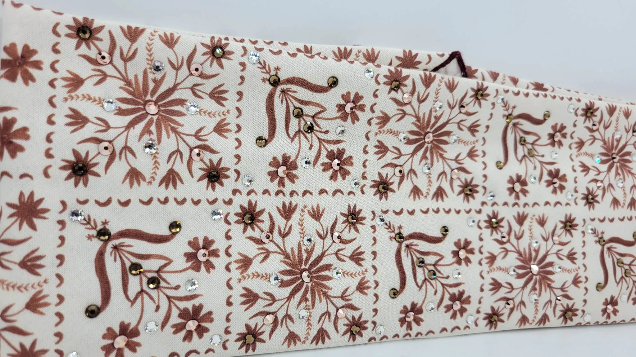 Brown Flowers with Brown, Rose Gold and Diamond Clear Austrian Crystals (Sku6073)