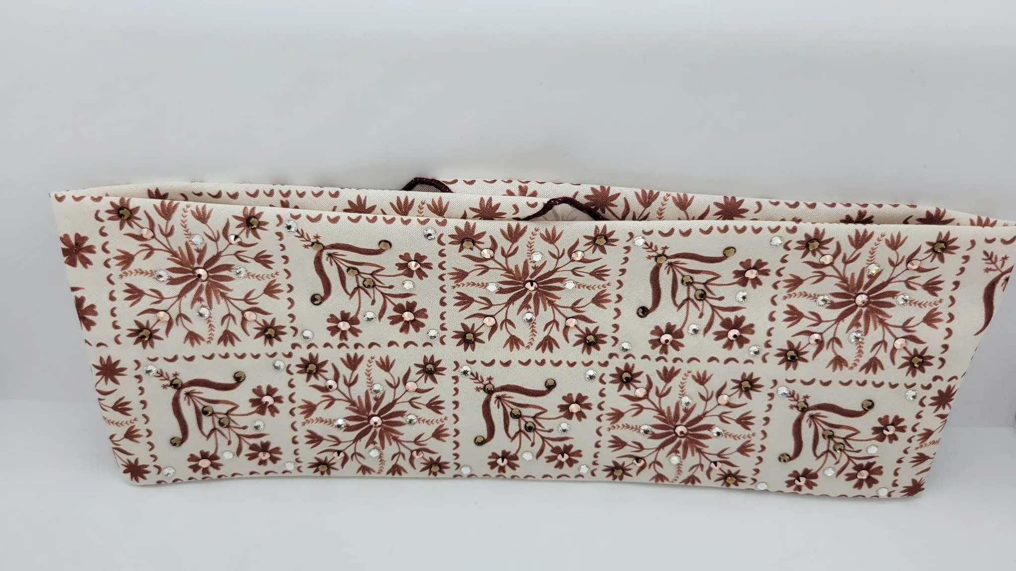 Brown Flowers with Brown, Rose Gold and Diamond Clear Austrian Crystals (Sku6073)