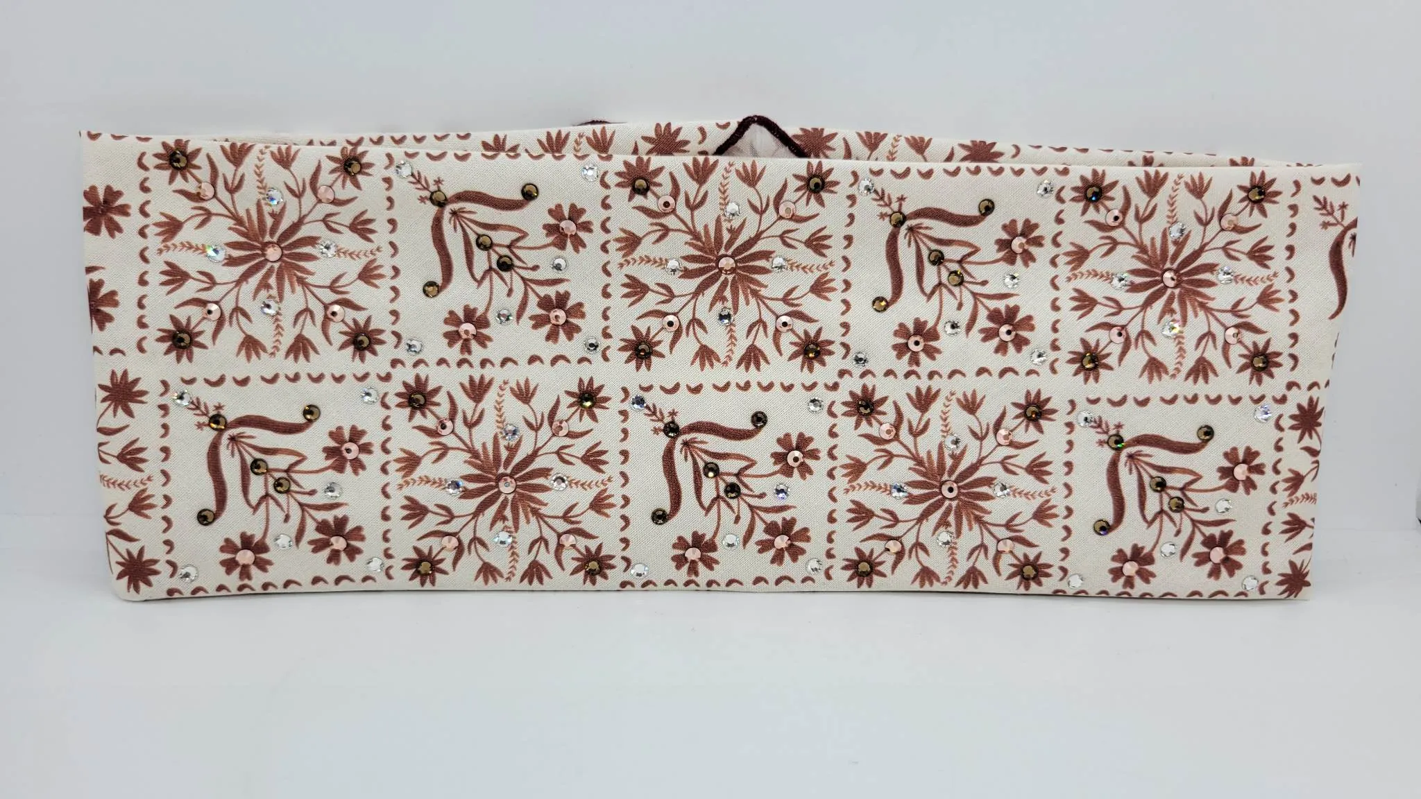 Brown Flowers with Brown, Rose Gold and Diamond Clear Austrian Crystals (Sku6073)