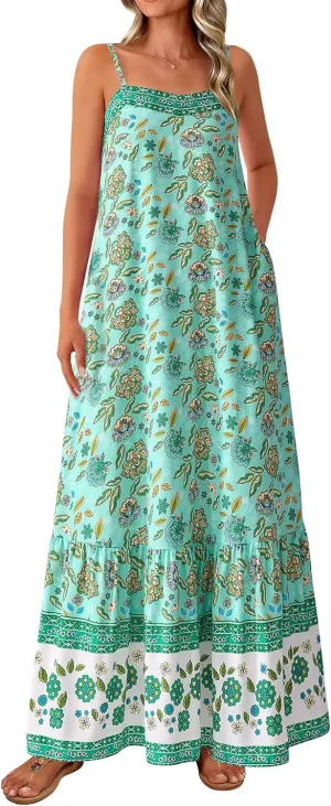 BTFBM Casual Women Summer Maxi Dresses 2025 Loose Sleeveless Sundress Spaghetti Strap Boho Long Dress Vacation