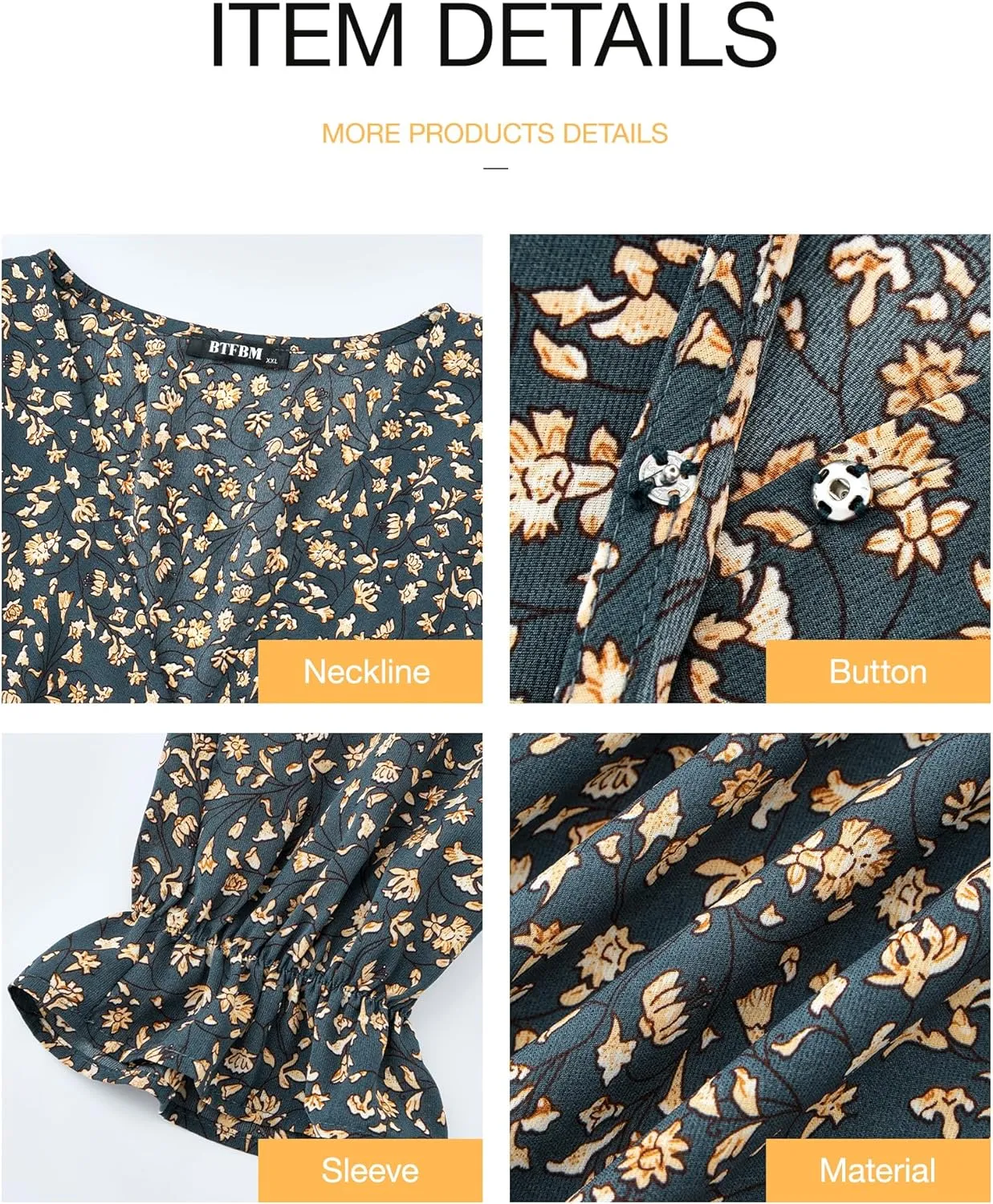 BTFBM Women Long Sleeve Dresses Spring Summer Clothes 2025 V Neck Floral High Waist Ruffle Boho Wedding Guest Dress