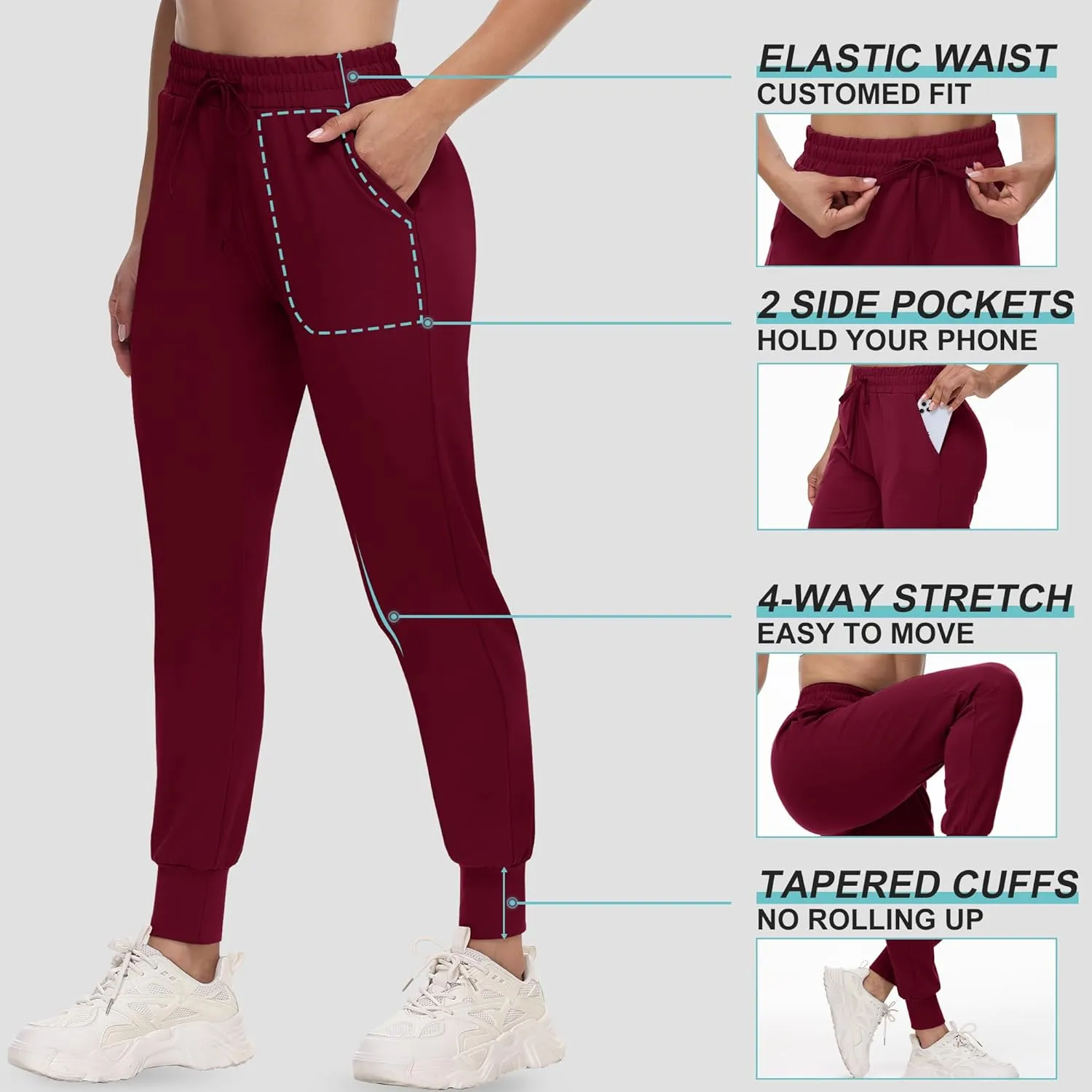 CAMPSNAIL Joggers for Women with Pockets - Womens Sweatpants Yoga Lounge Relaxed-fit Pants for Workout Running