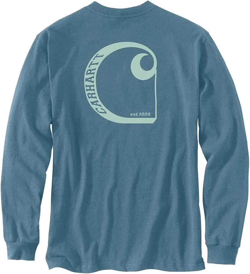 Carhartt Men's 106363 Relaxed Fit Heavyweight Long-Sleeve Pocket C Graphic T-Sh - 3X-Large Tall - Thundercloud Heather