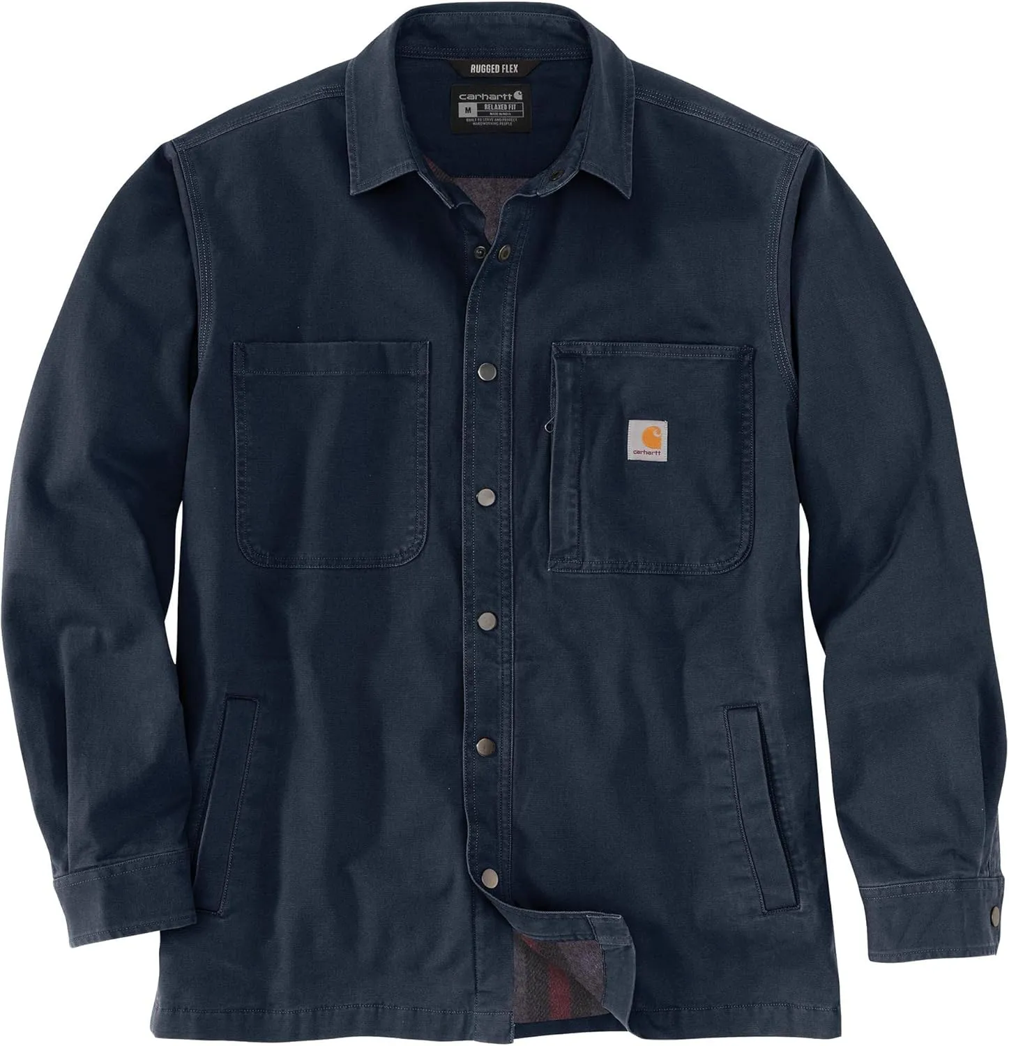 Carhartt Men's Rugged Flex Relaxed Fit Canvas Fleece-Lined Snap-Front Shirt Jac