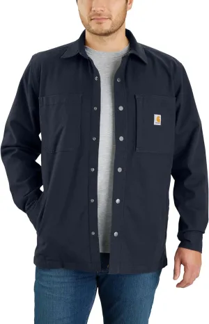 Carhartt Men's Rugged Flex Relaxed Fit Canvas Fleece-Lined Snap-Front Shirt Jac