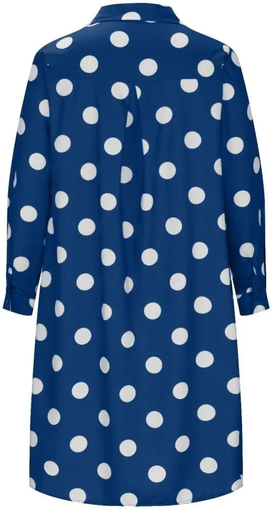 Ceboyel Womens Polka Dots Midi Dress Knee Length Half Sleeve Dresses Casual Loose Shirt Dress Dressy Trendy Summer Outfits