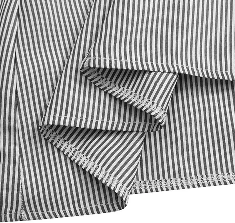 CHARTOU Women's Elegant High Waist Stripes Summer Flowy Long Skirt with Pockets
