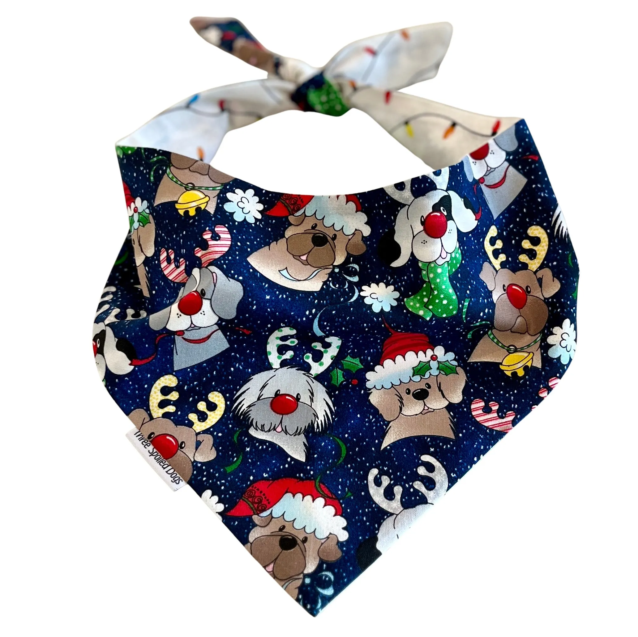 Christmas Dogs Reversible Handmade Dog Bandana