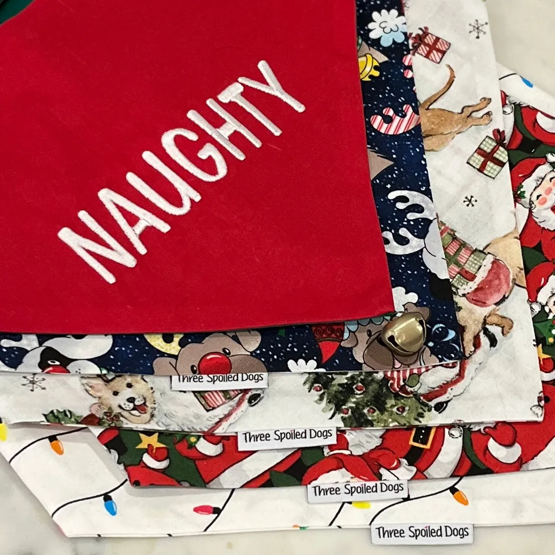 Christmas Dogs Reversible Handmade Dog Bandana