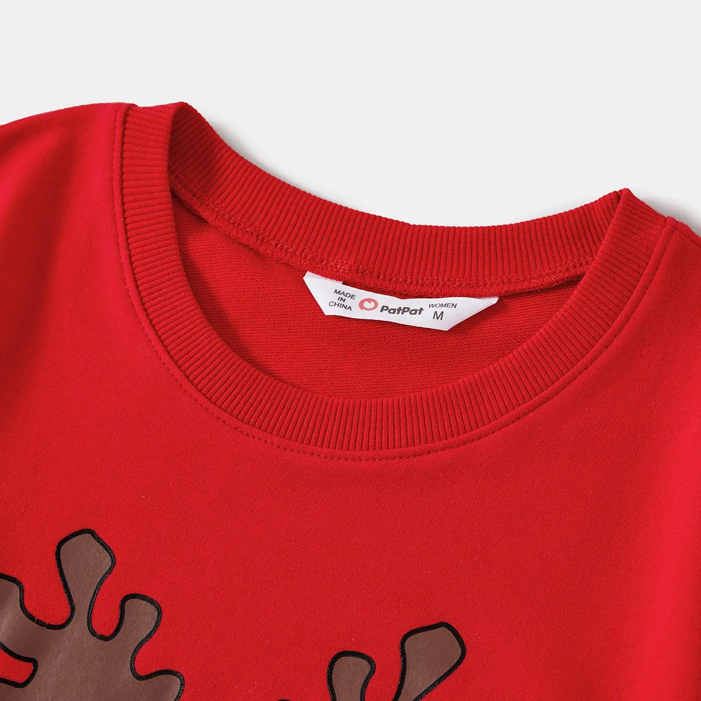 Christmas Family Matching Reindeer Print Red Tops