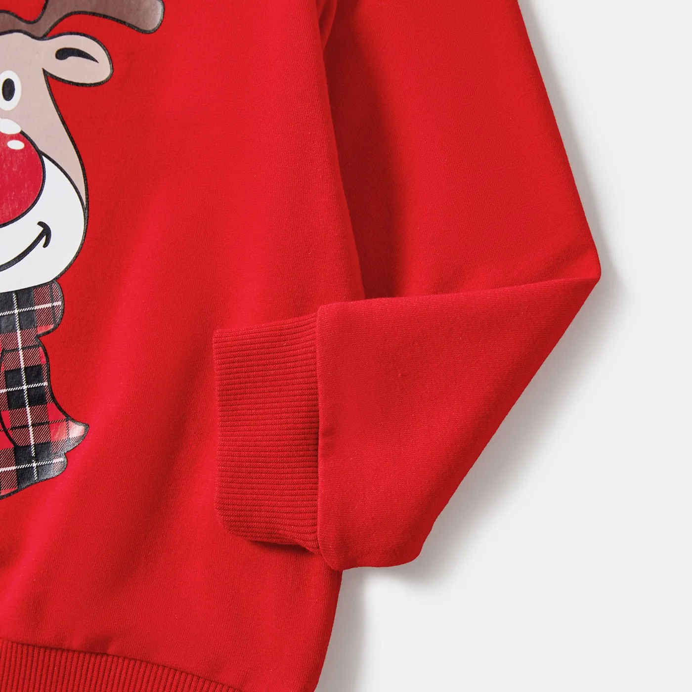 Christmas Family Matching Reindeer Print Red Tops