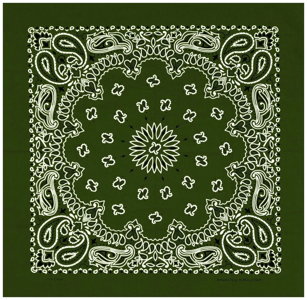 Classic Paisley or Solid Color 27" x 27" Bandanas