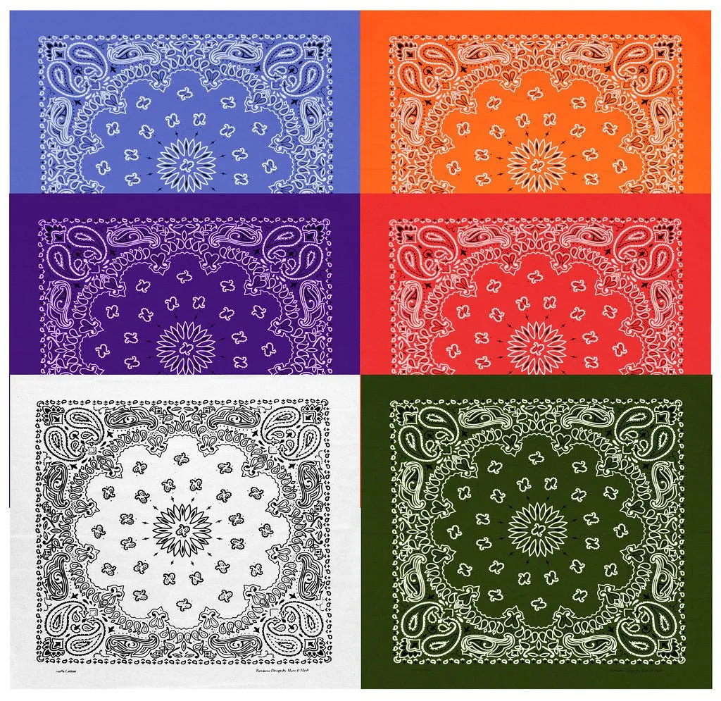 Classic Paisley or Solid Color 27" x 27" Bandanas