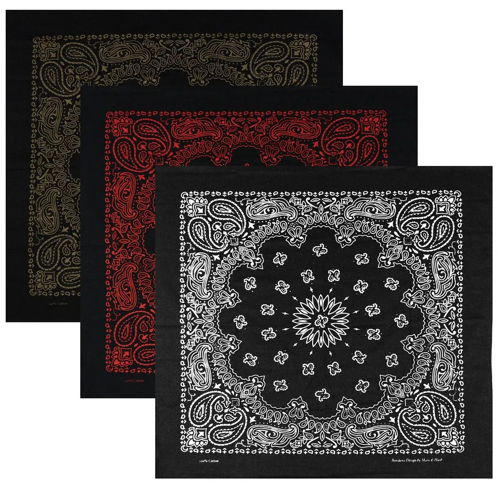 Classic Paisley or Solid Color 27" x 27" Bandanas