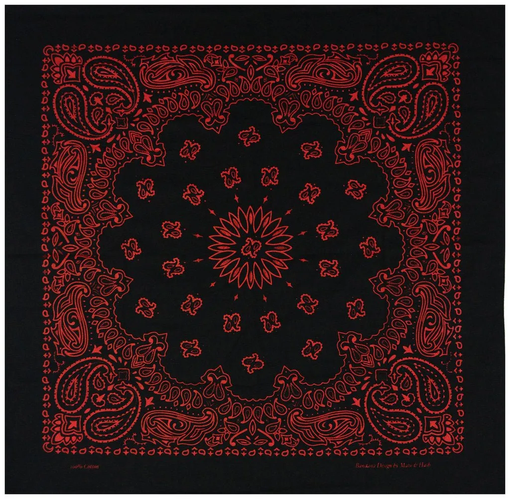 Classic Paisley or Solid Color 27" x 27" Bandanas