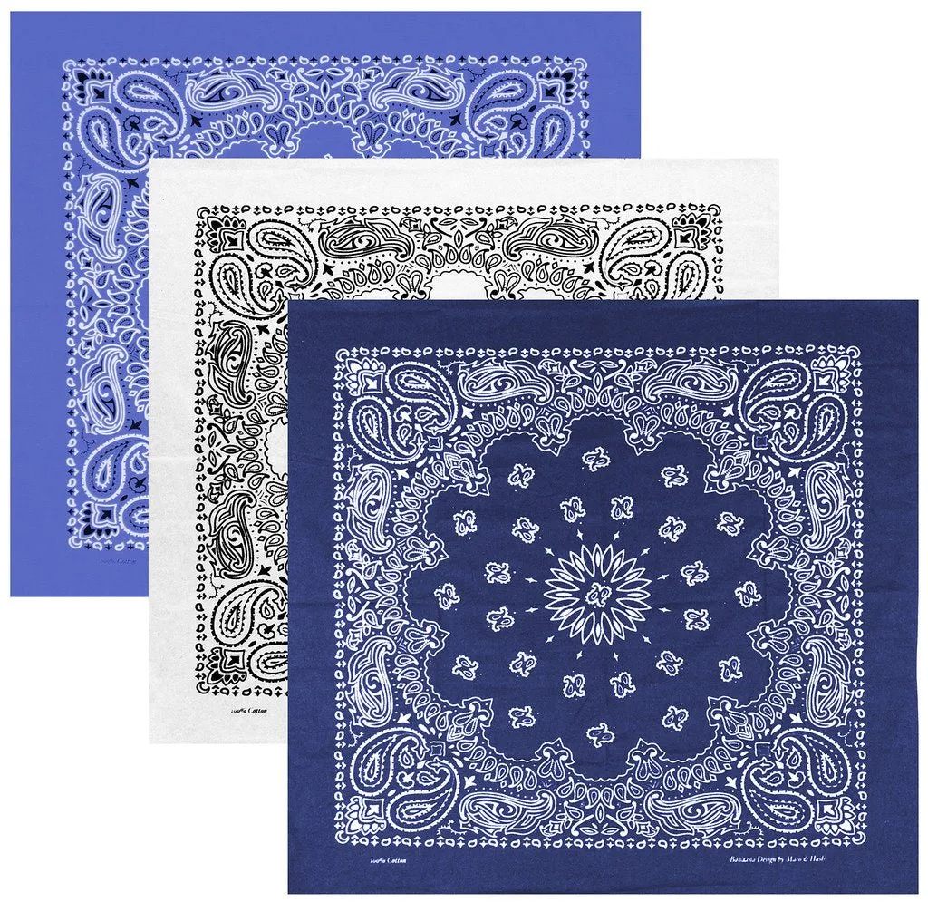 Classic Paisley or Solid Color 27" x 27" Bandanas