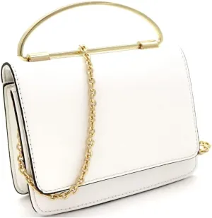 Classy Small Mini Metal Top-Handle Flap Simple Minimalist Satchel Clutch Purse Crossbody Bag