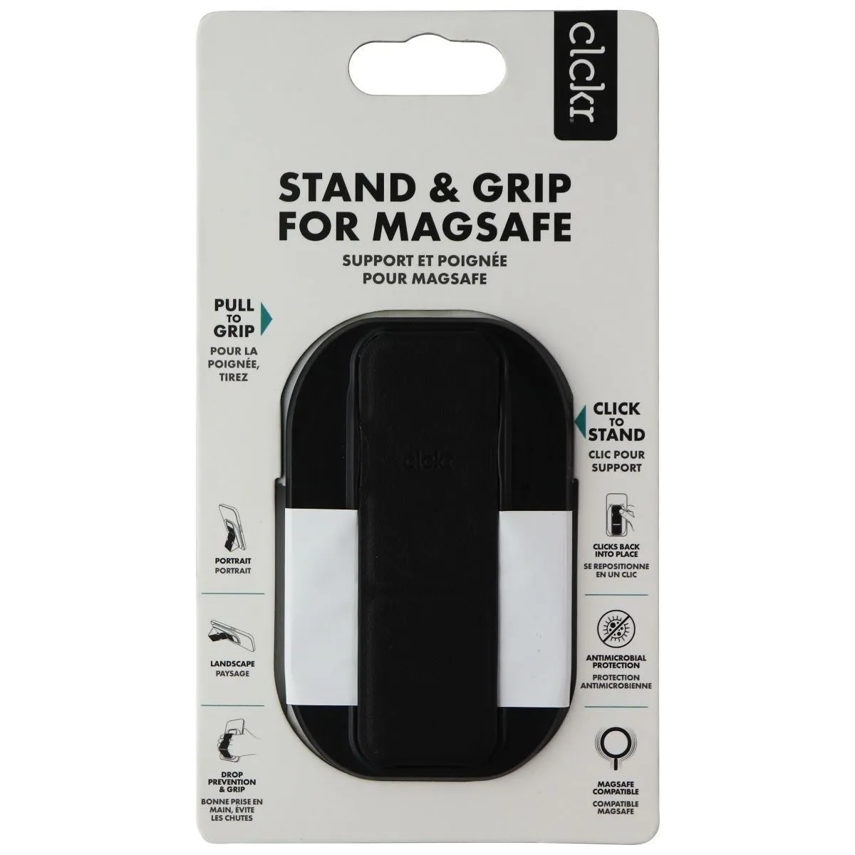 CLCKR Stand and Grip Kickstand with MagSafe for iPhone - Black