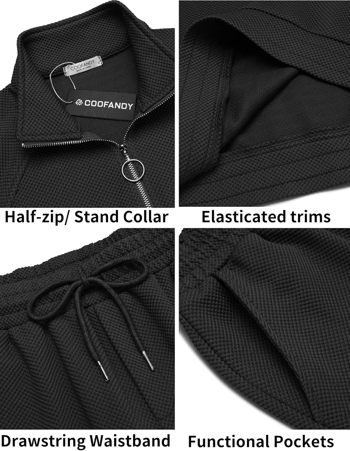 COOFANDY Men's Tracksuit 2 Piece Relaxed Fit Half-zip Sweatsuits Athletic Running Jogging Suit Sets